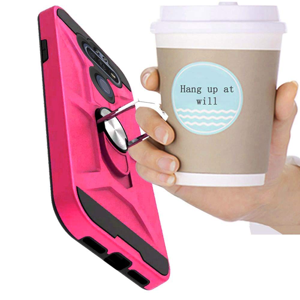 LG Phoenix 5 / Risio 4 / Aristo 5 / Fortune 3 / Tribute Monarch Phone Case with Tempered Glass Screen Protector & Car Mount - Shock Absorbing MatteRing Pink Cover for Everyday Protection & On-the-Go Convenience