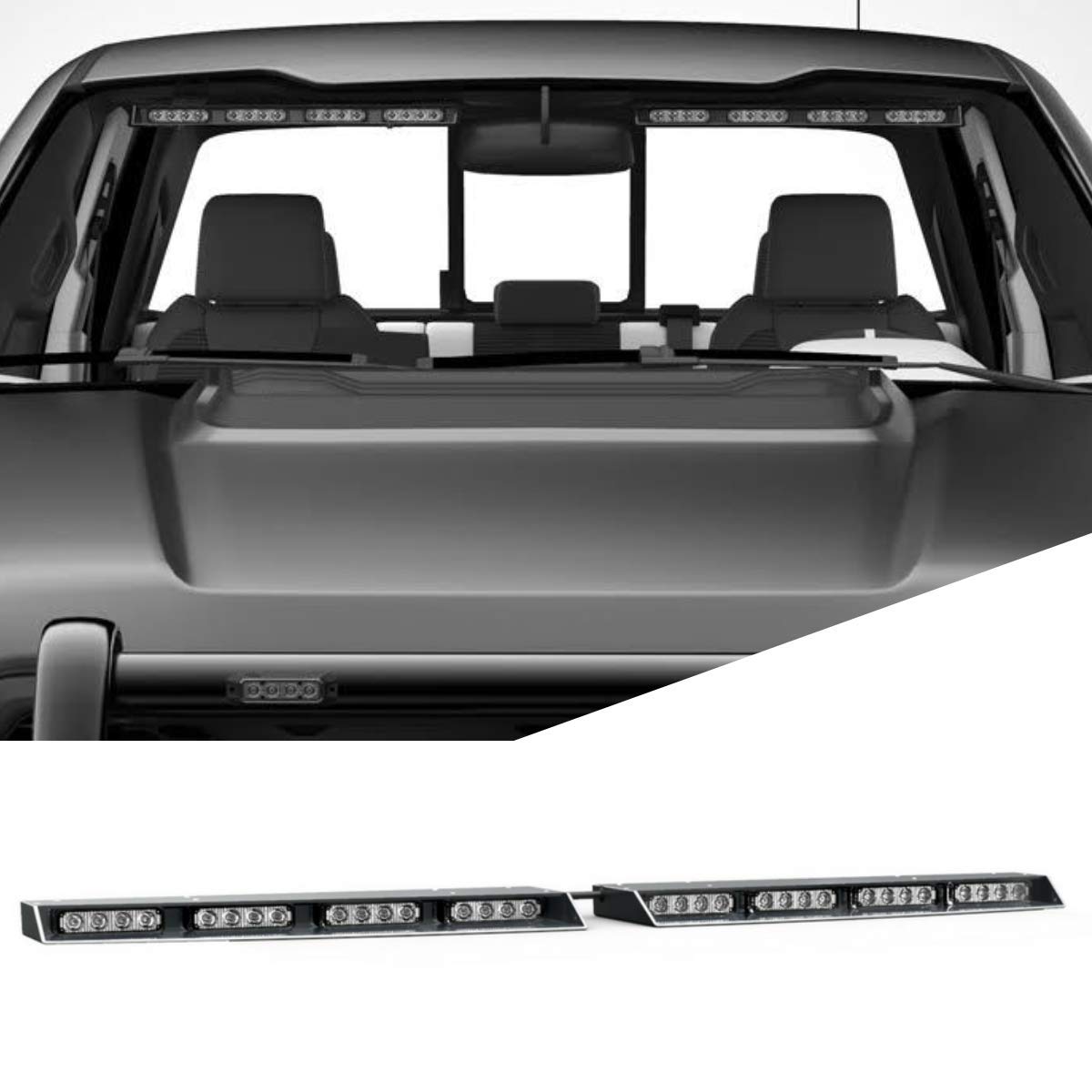 SpeedTech Raptor-X TIR LED Strobe Light Bar - Blue/Blue Emergency Vehicle Interior Windshield Visor Light with Cigarette Lighter Plug Controller for Police, Security & First Responders | Perfect for Roadside Emergencies, Night Patrol & Fleet Vehicles