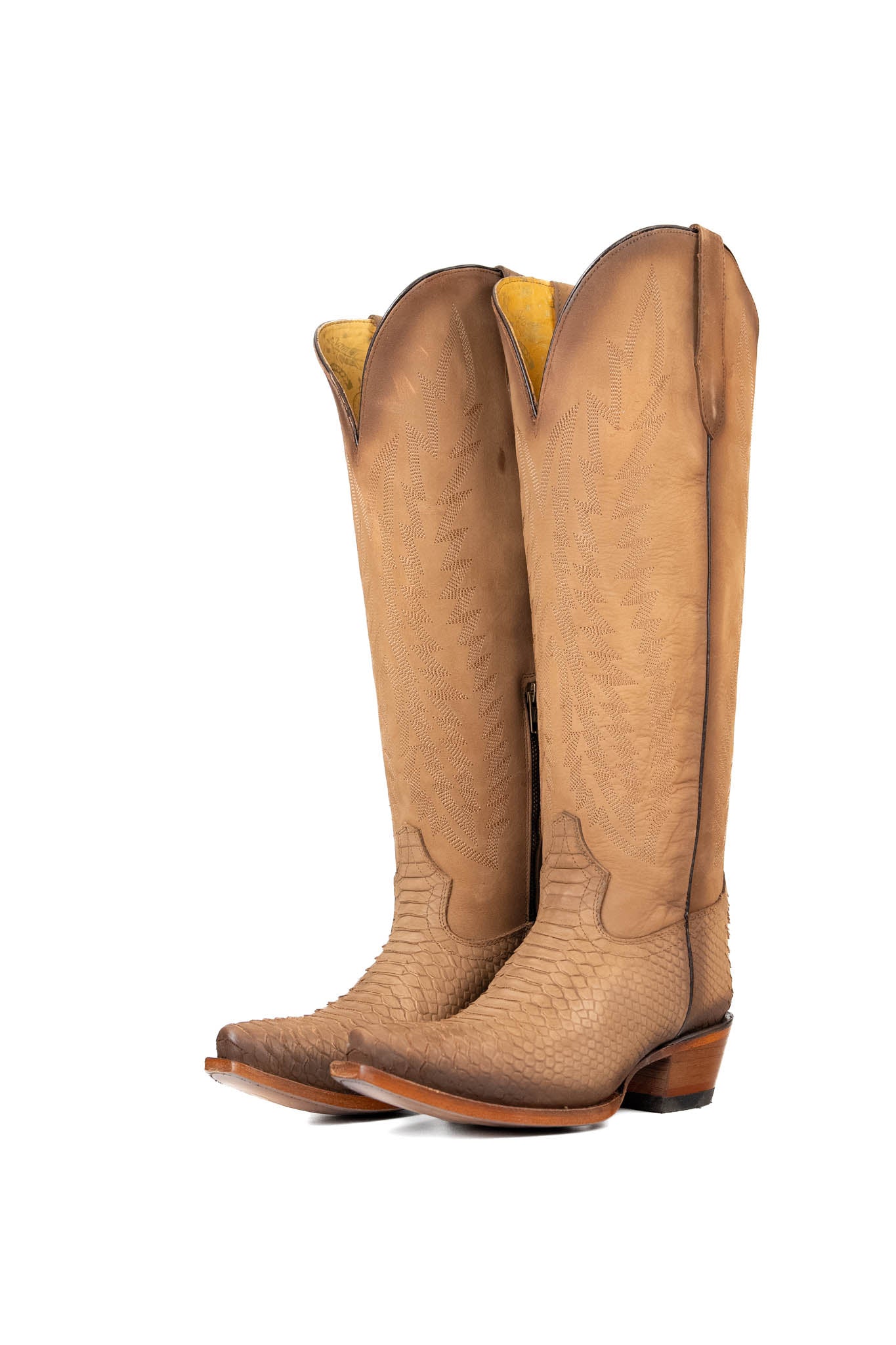 Presley Matte Python Tall Wide Calf Snip Toe Cowgirl Boots for Women - Western Fashion Riding Boots for Country Dance & Outdoor Events