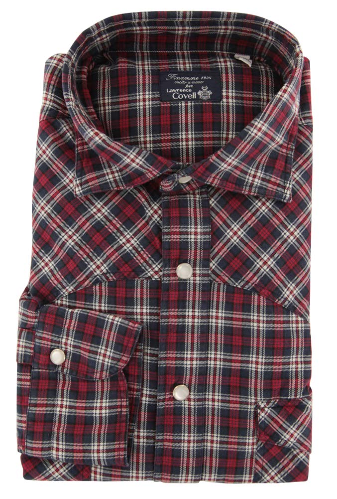 Finamore Napoli Plaid Button Down Spread Collar Cotton Extra Slim Fit Dress Shirt for Men | Business Casual & Formal Office Wear | Premium Comfort & Style