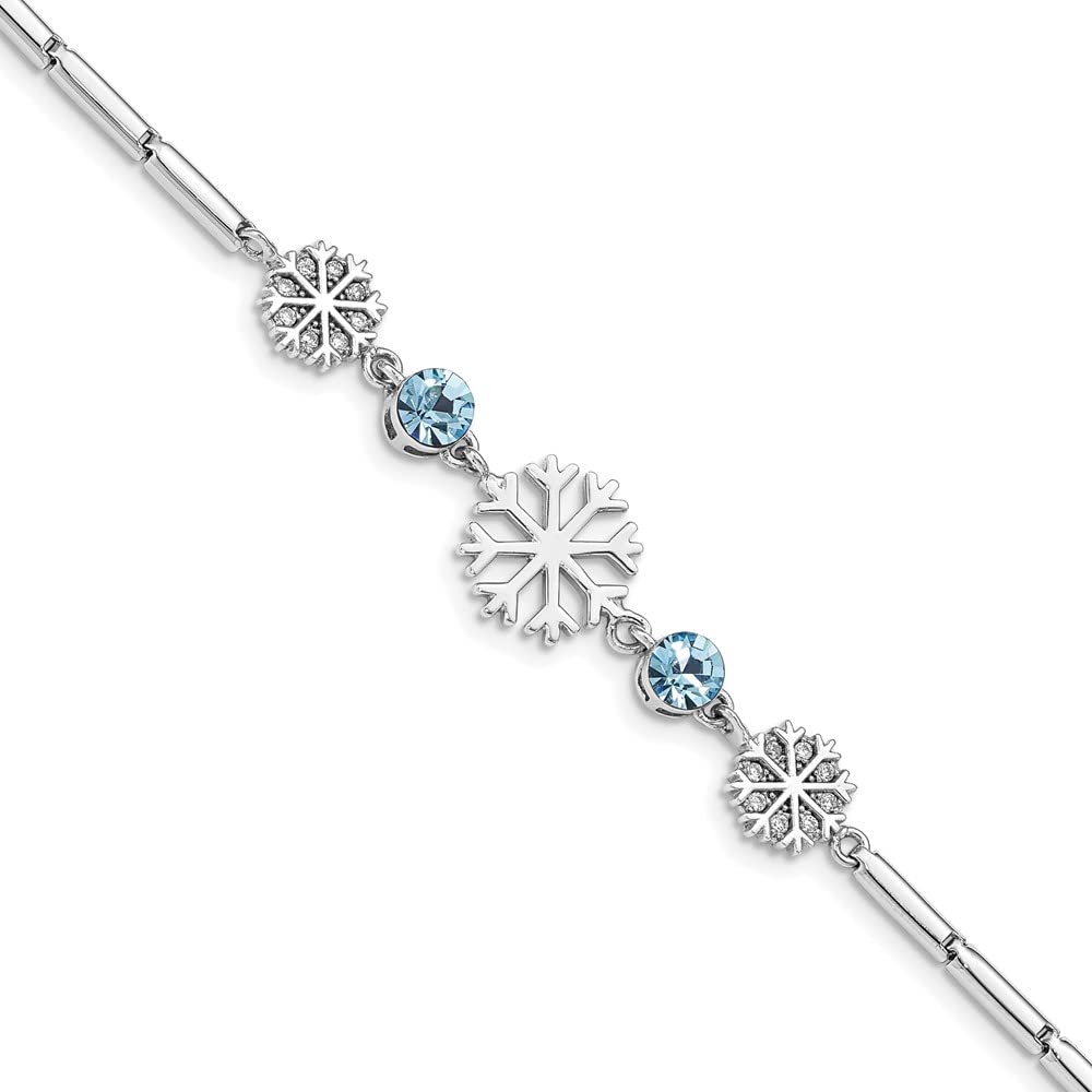 925 Sterling Silver Snowflake Charm Bracelet with Rhinestones for Winter Fashion
