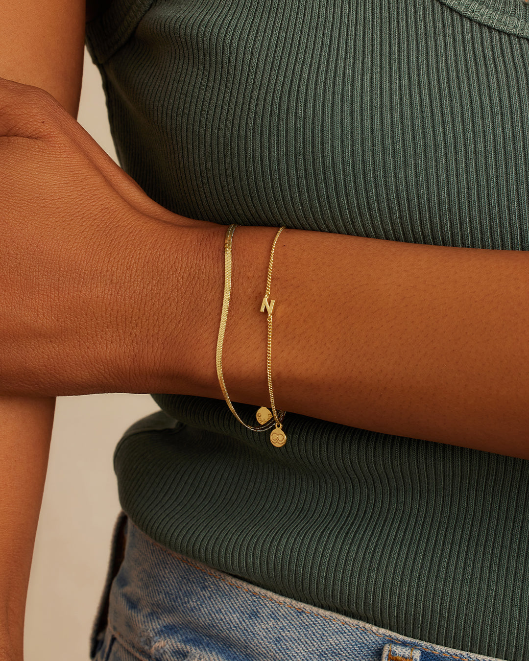 Wilder Mini Alphabet Bracelet - Personalized Initial Letter Bracelet for Women & Girls - Trendy Stackable Jewelry for Everyday Wear & Gifts
