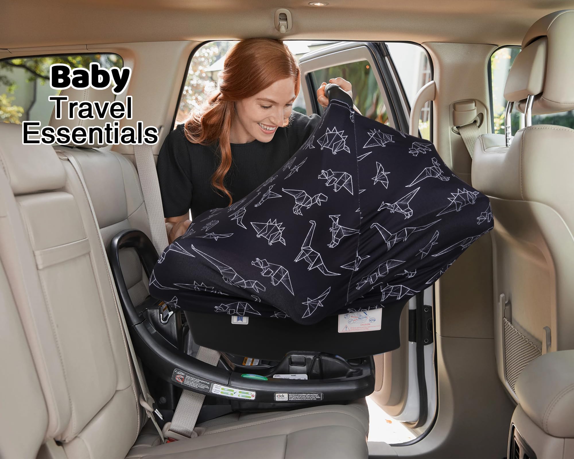 Rquite Baby Car Seat Cover - Breathable Infant Canopy & Nursing Cover for Breastfeeding, Stretchable & Comfortable for Boys & Girls - Perfect for Strollers, Shopping Carts & Outdoor Activities
