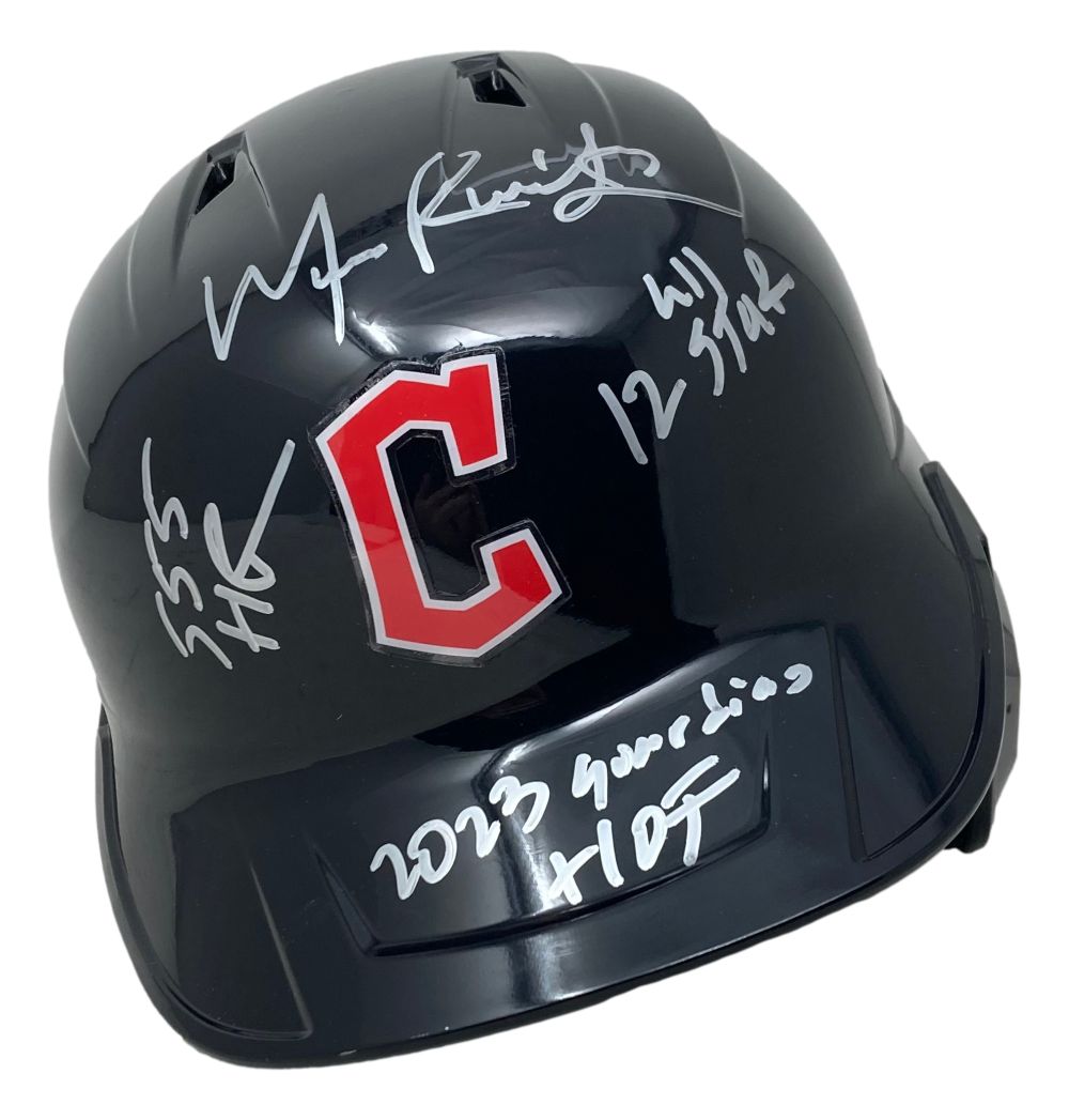 Manny Ramirez Autographed Cleveland Guardians Full Size Batting Helmet with 3 Inscriptions - Authentic MLB Memorabilia for Baseball Fans & Collectors - Perfect for Display, Gifts, and Sports Memorabilia Collections