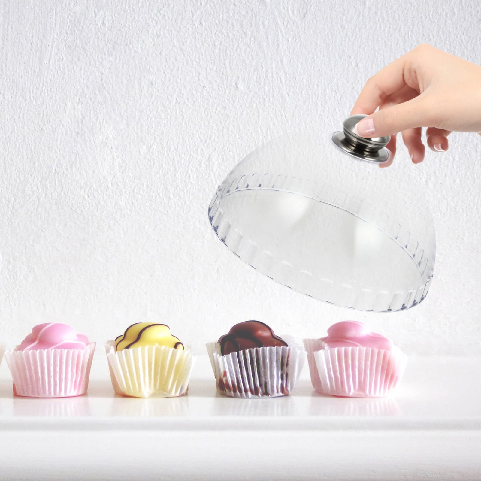 LIFKOME Clear Acrylic Cake Dome - 12 Inch Round Plastic Cake Stand with Cloche Cover for Dessert Display, Pastry Showcase, and Wedding/Birthday Party Table Decor