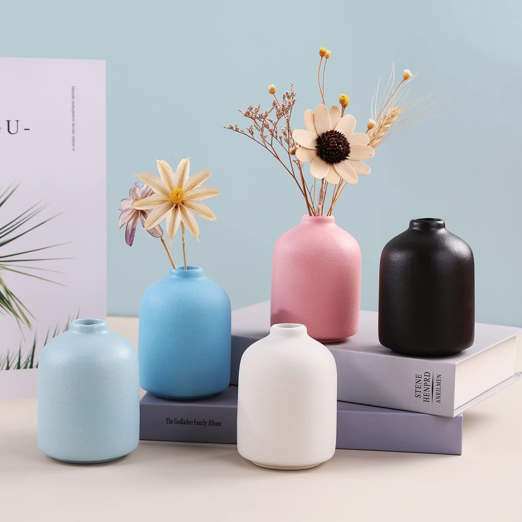 Handmade Black Ceramic Vase for Home Decor - Elegant Flower Vase for Dried Flowers, Living Room Centerpiece, Wedding & Photo Shoot Props | Perfect for Boho, Farmhouse & Modern Interior Design