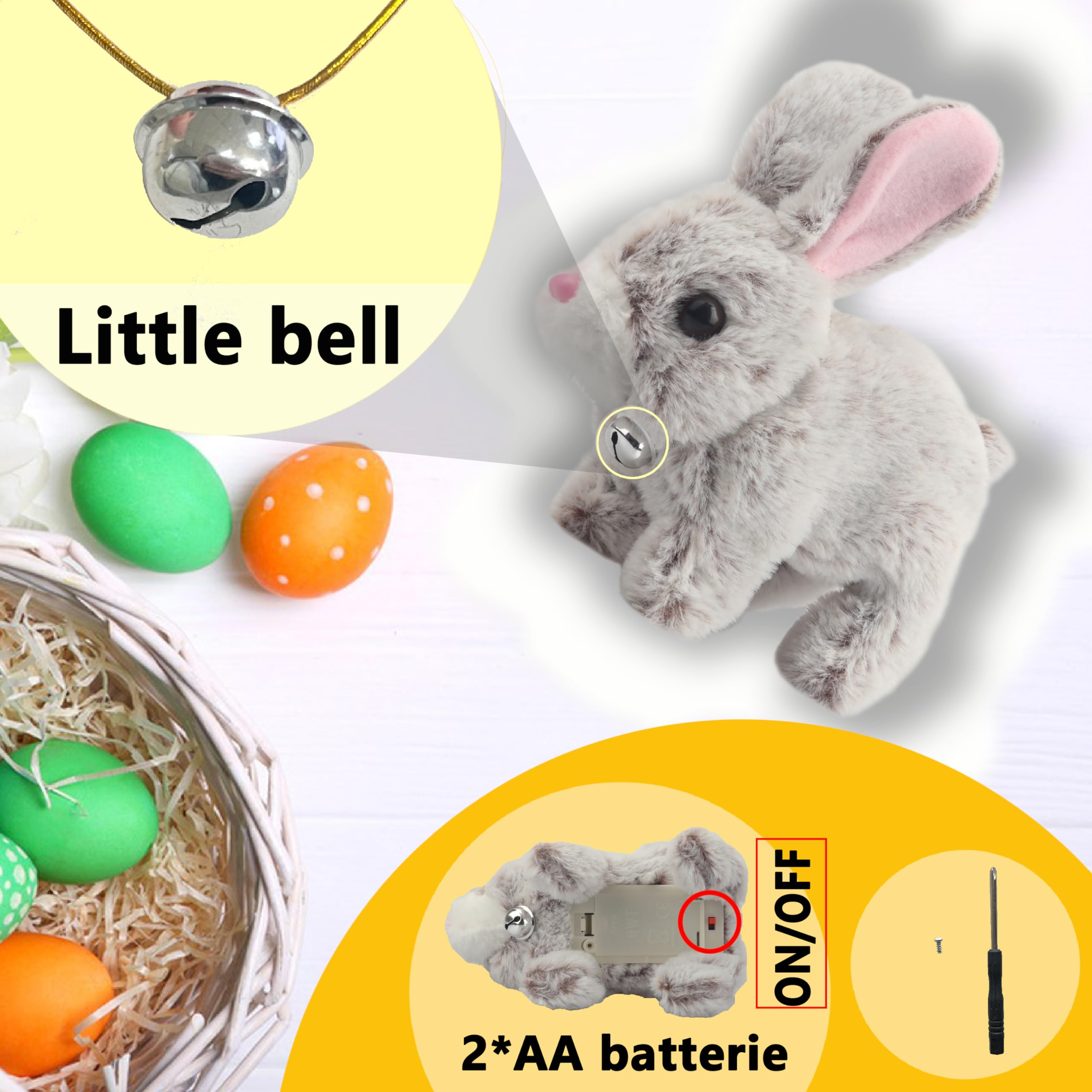 Realistic Interactive Plush Hopping Rabbit Toy for Toddlers & Kids - Walking, Wiggling Ears, Twitching Nose with Sounds - Perfect Easter, Christmas & Birthday Gift (Brown) | Fun Learning Pet Companion for Playtime & Bedtime