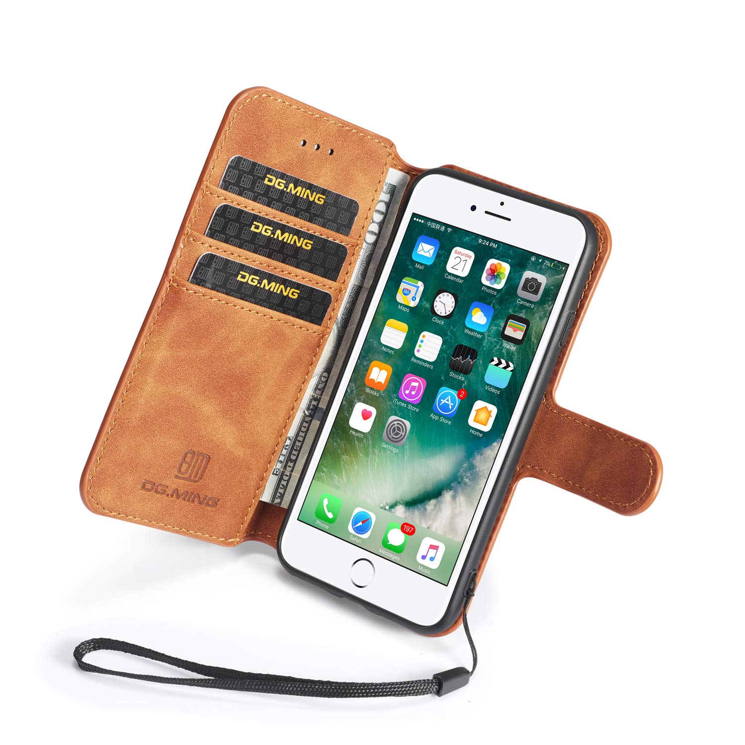 UEEBAI Luxury PU Leather Vintage Wallet Case for iPhone SE 2022 5G/iPhone 7/iPhone 8/iPhone SE 2020/SE3/SE2 - Shockproof Flip Cover with Card Slots & Magnetic Stand (Brown) - Perfect for Business, Travel & Everyday Protection
