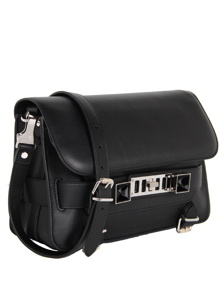 PS11 Classic Smooth Leather Handbag with Black Studs - Stylish Women's Shoulder Bag for Work, Travel & Evening Out