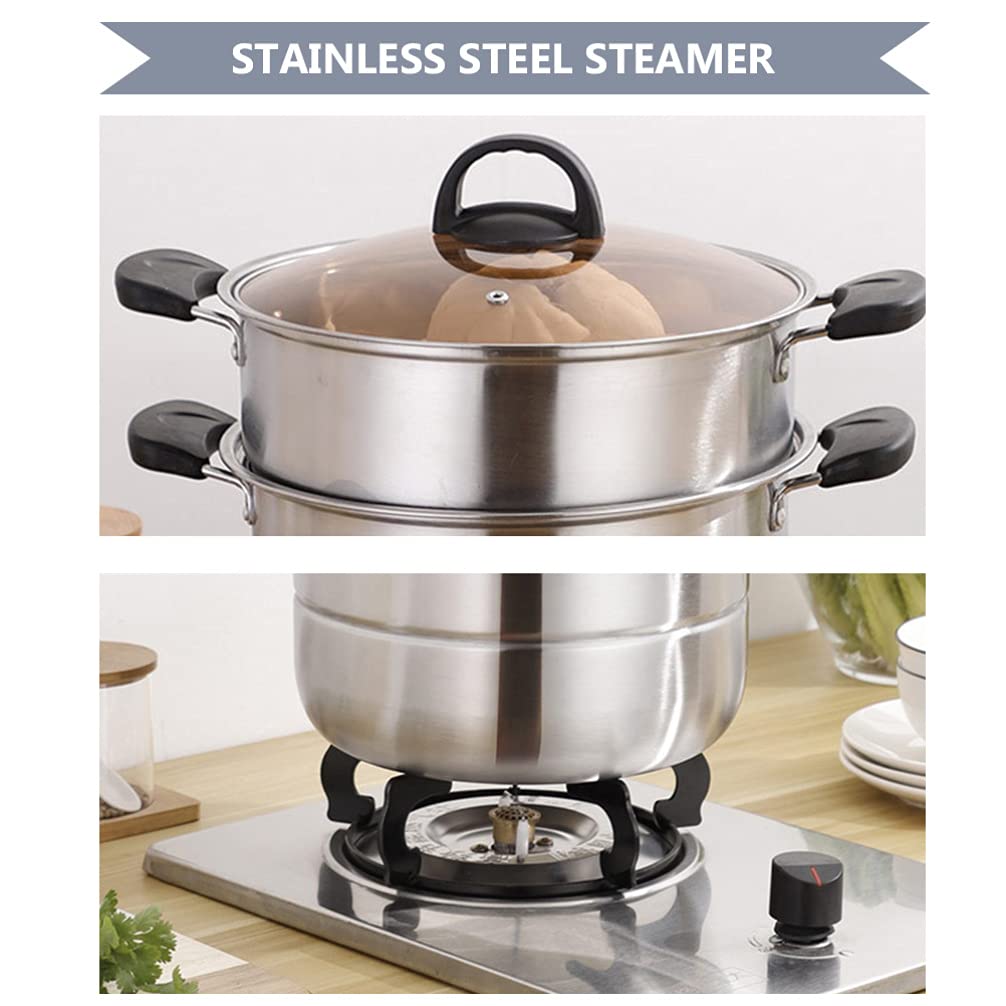1pc Stainless Steel Soup Pot Steamer Pot - Multi-Functional Cooking Pot for Soup, Steaming & Food Prep | Durable Kitchen Cookware Stockpot | Perfect for Home Cooking, Meal Prep & Restaurant Use