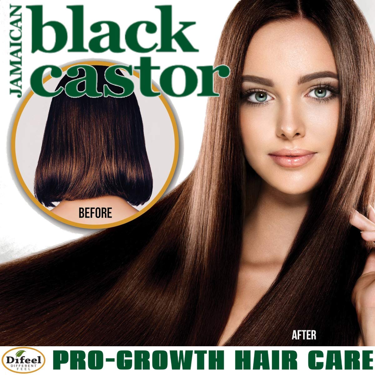 Difeel Jamaican Black Castor Oil Shampoo & Conditioner Set for Hair Growth - Sulfate Free, Paraben Free, 33.8oz Each - Gift Box for Dry, Damaged, Thinning & Frizzy Hair - Perfect for Daily Hair Care & Scalp Nourishment