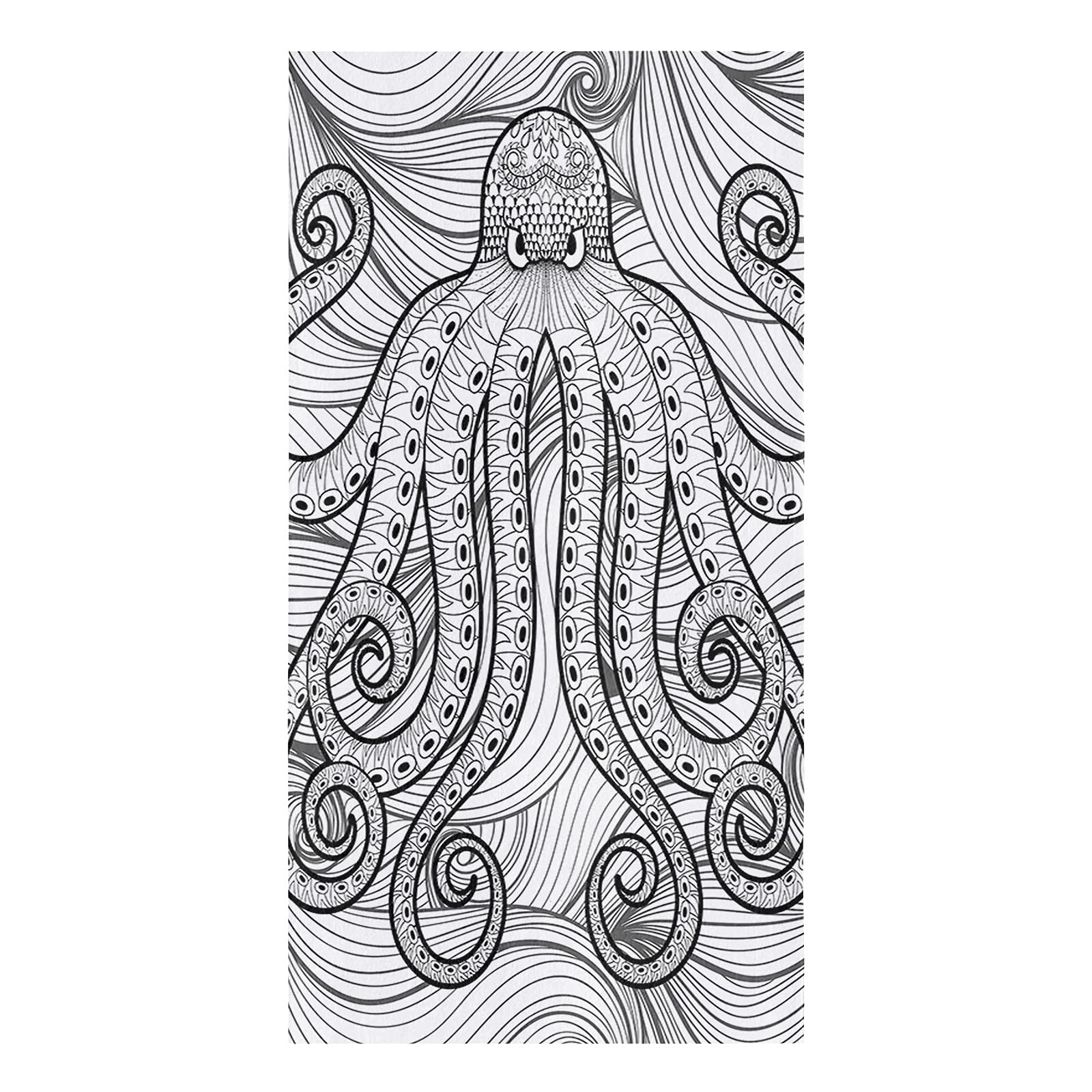 Premium Cotton Kitchen Towels Set - Nautical Octopus & Kraken Design, 16x28 Inches, Soft & Absorbent Dish Cloths, Tea Towels & Hand Towels (1 Pack) - Perfect for Cooking, Baking, Bar Use & Home Decor