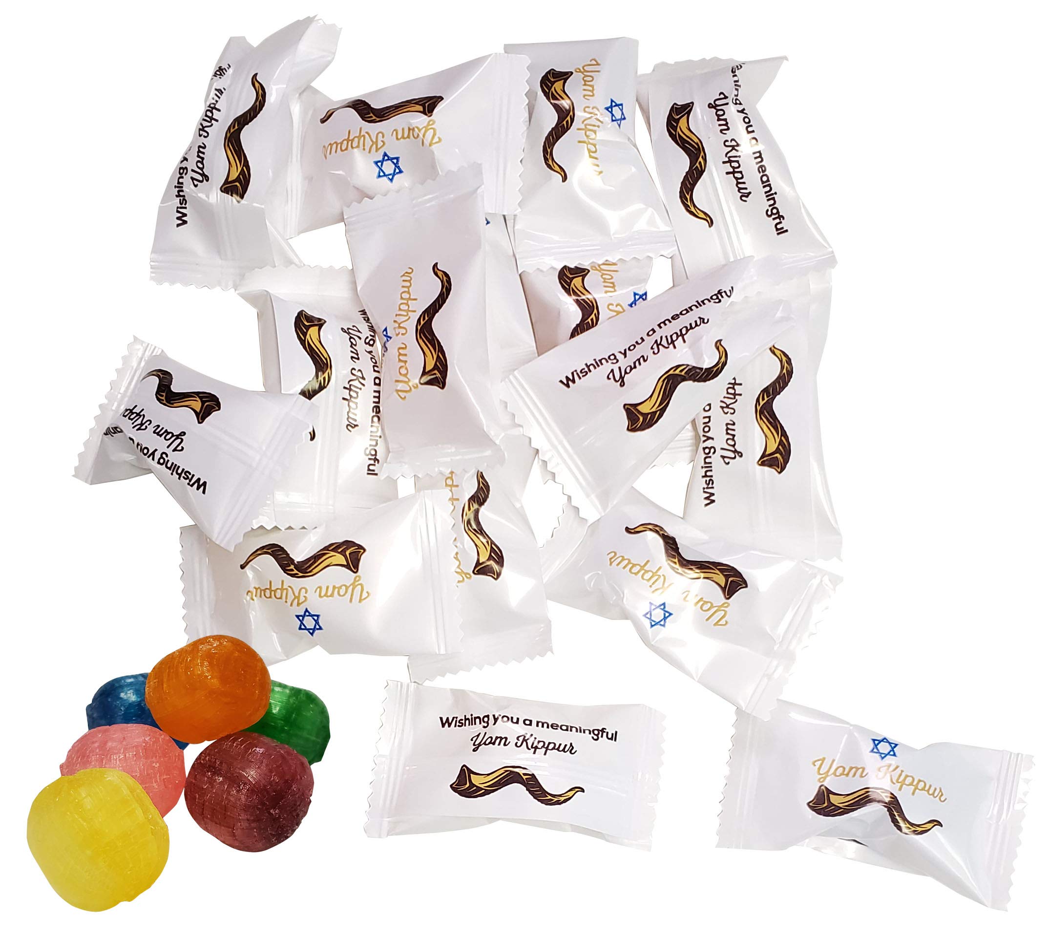 Yom Kippur Fruit Balls Hard Candy - 100 Count Kosher Jewish Holiday Treats for Breaking Fast & Religious Celebrations