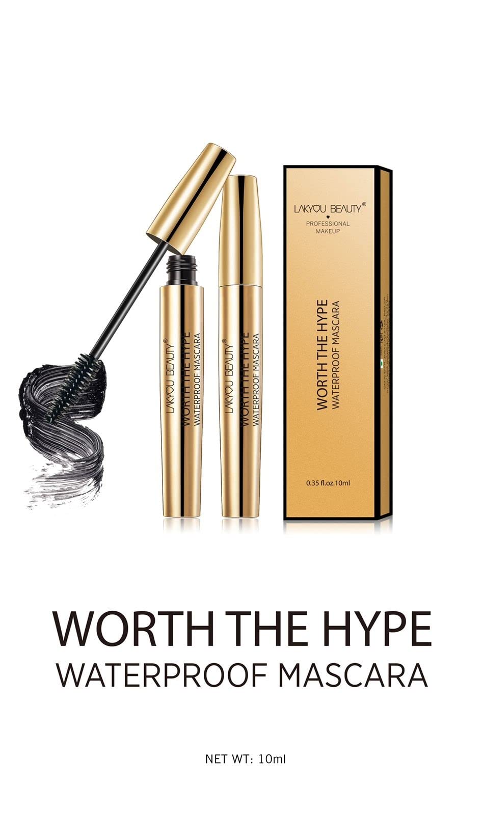 FLENGO Waterproof Mascara 10ML - Long Lasting, Smudge Proof & Volumizing for Dramatic Lashes | Perfect for Swimming, Workouts & Special Occasions