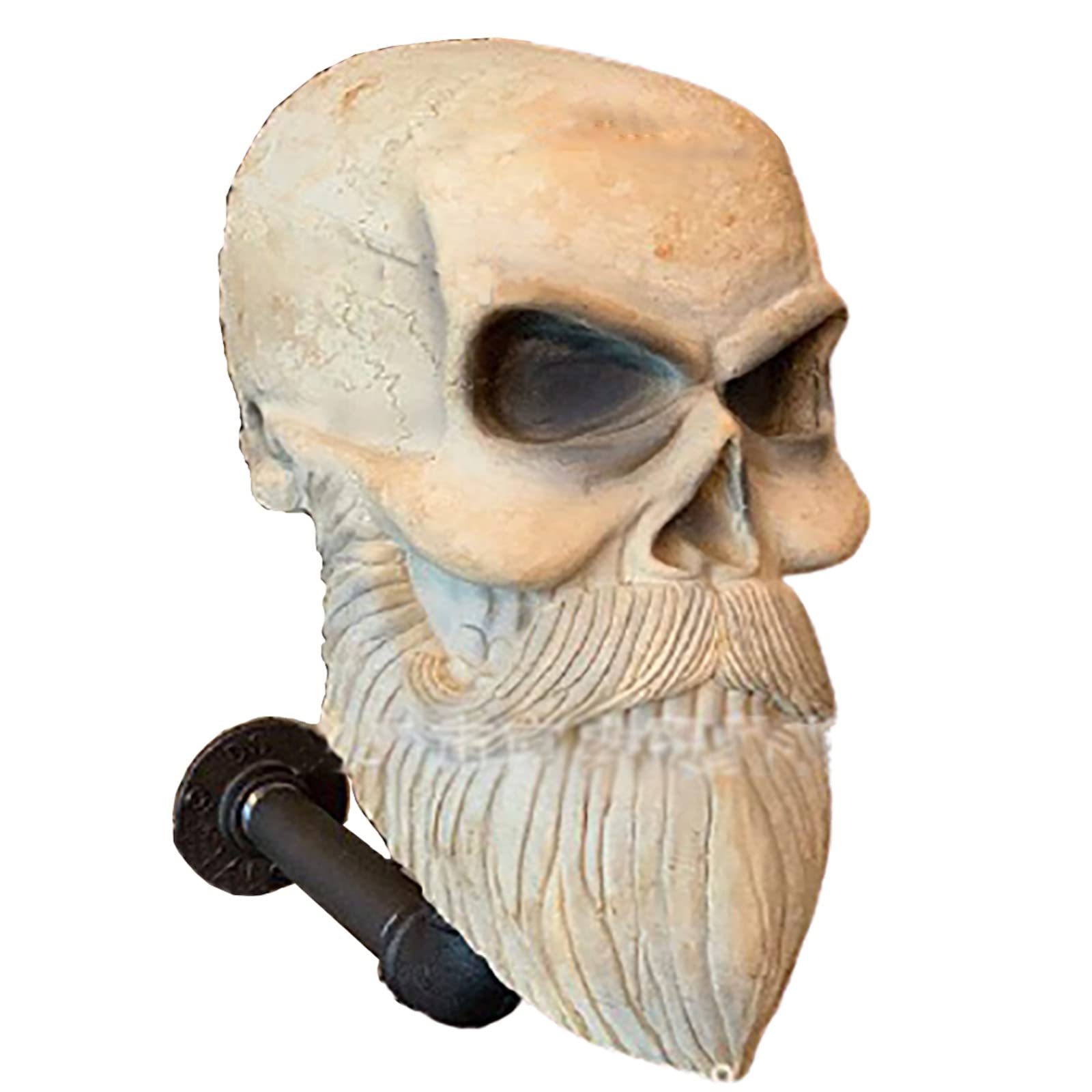 Motorcycle Helmet Holder - Skull with Beard Wall Mount Rack, Resin Helmet Stand for Bike, Rugby & Baseball Helmets - Unique Gift for Riders - Perfect for Garage, Man Cave & Motorcycle Enthusiasts