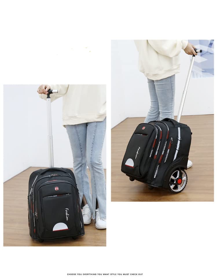Rolling Backpack for Women & Adults - Large 22 Inch Wheeled Laptop Bag with Wheels, Waterproof Travel Trolley Briefcase Backpack - Perfect for Business Travel, Office Commute & Airplane Carry-On (Black)