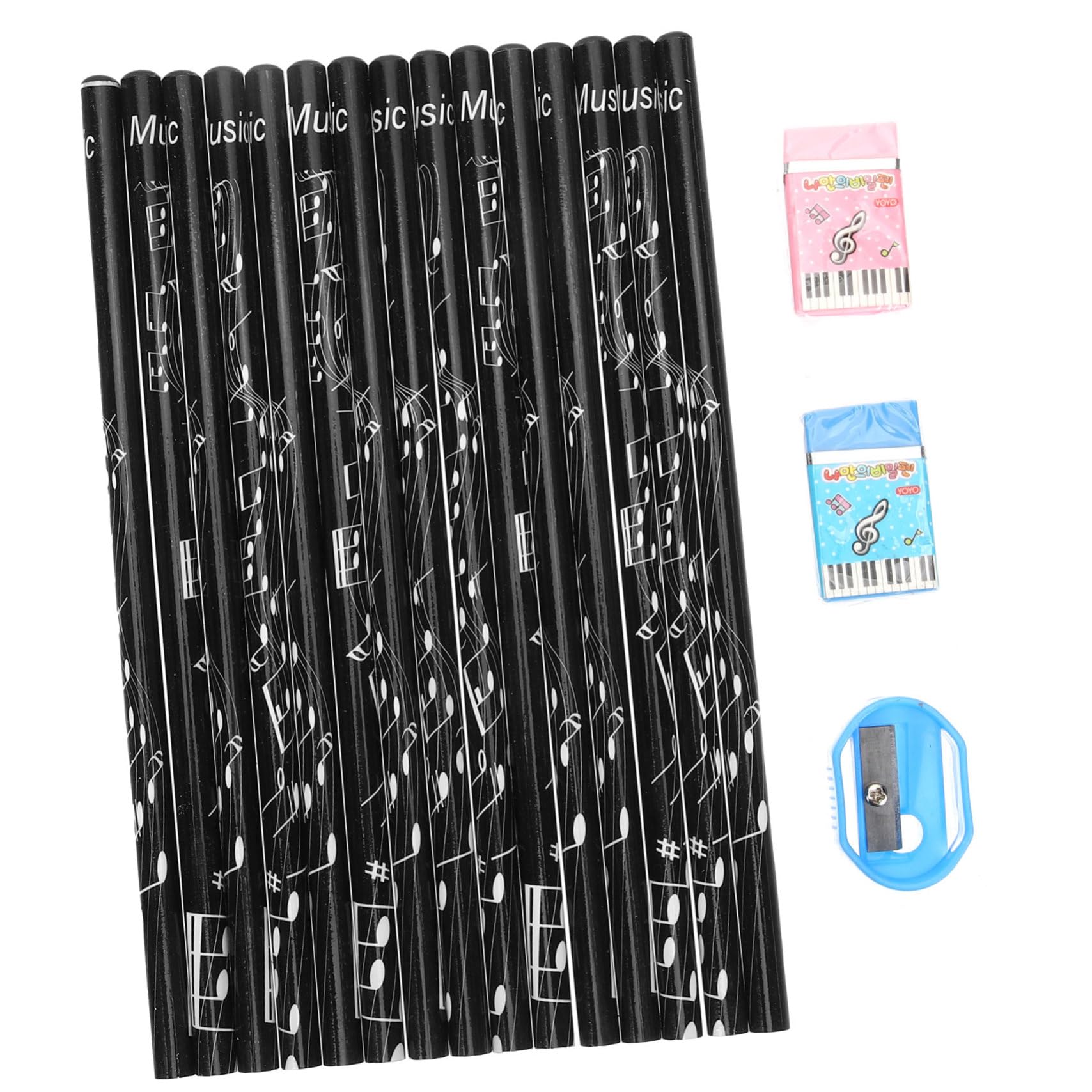 NUOBESTY 108 Pcs Musical Note Pencils with Piano Keyboards - Fun Music-Themed Erasers & Pencil Sharpeners for Students - Perfect for Christmas Gifts, School Supplies & Music Lovers (Great for Classroom Rewards, Party Favors & Creative Learning)
