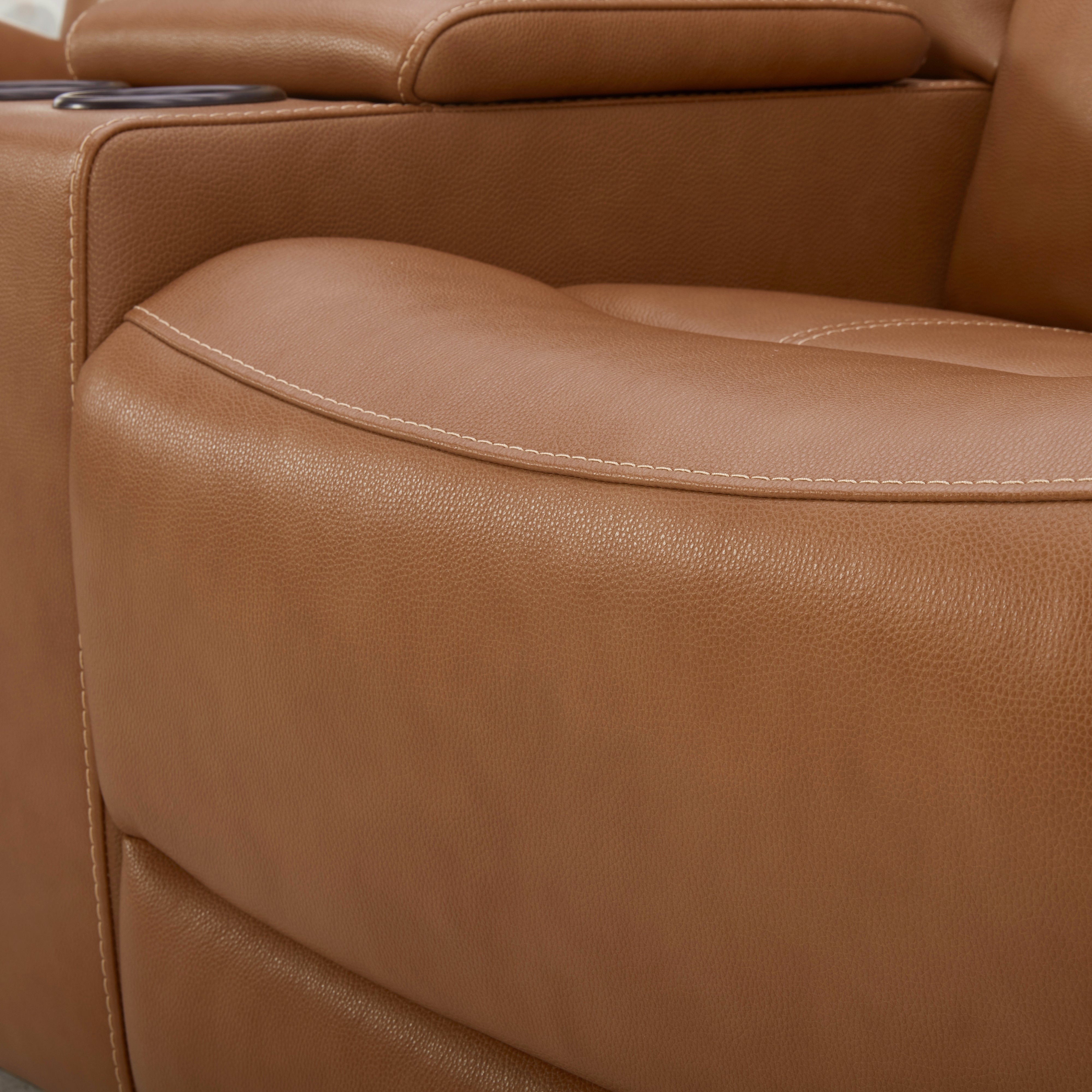 Roundhill Furniture Cozura Genuine Leather Power Reclining Sofa Set - 3-Piece Living Room Sectional with USB Charging & Cup Holders | Perfect for Home Theater, Family Gatherings & Relaxing Evenings