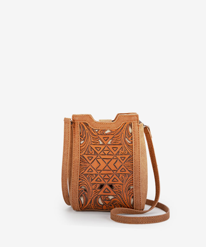 Trinity Ranch Floral Tooled Leather Mini Crossbody Bag for Women | Stylish Boho Purse for Everyday Use, Travel & Date Night