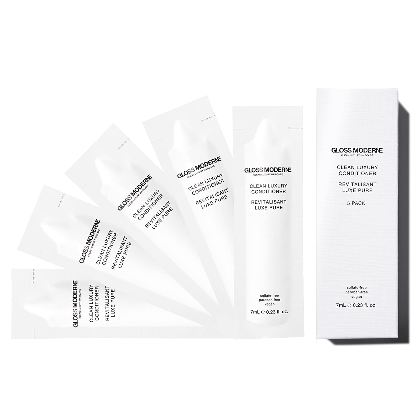 GLOSS MODERNE Luxury Travel Conditioner 5-Pack - Deep Hydrating Hair Treatment for Damaged & Dry Hair - Mediterranean Almond & Coconut Scent with Cognac Notes - Soft & Shiny Hair Care - Perfect for Vacations, Gym Bags & On-The-Go Hydration