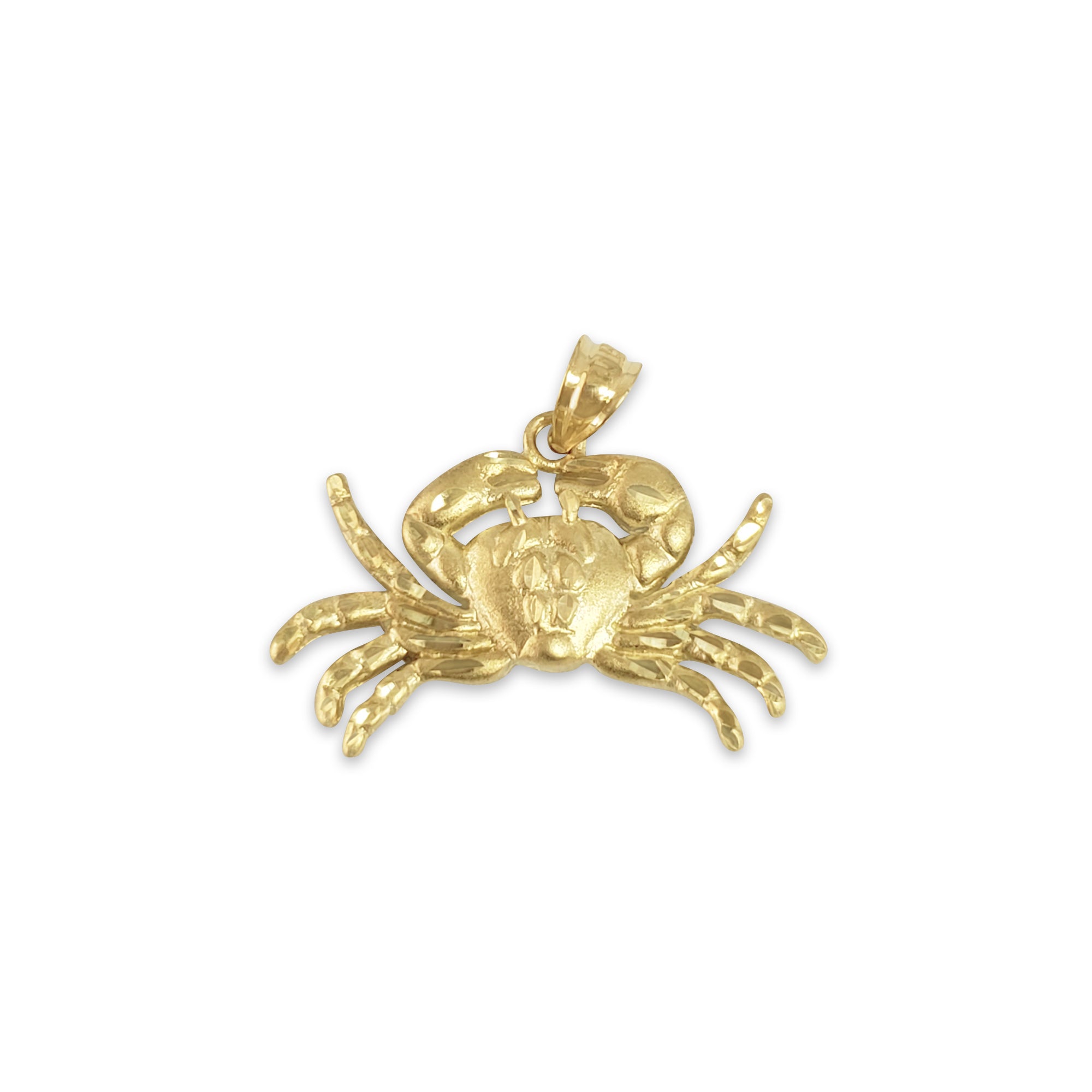 14K Yellow Gold Crab Charm with Diamond Cuts - Perfect for Beach Vacations, Summer Jewelry Gifts & Ocean-Themed Accessories