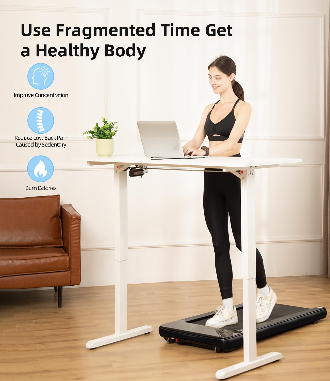 Under Desk Treadmill - Portable Walking Pad for Home & Office with Remote Control & LED Display | Compact Treadmill for Walking While Working, Home Gym & Small Space Fitness