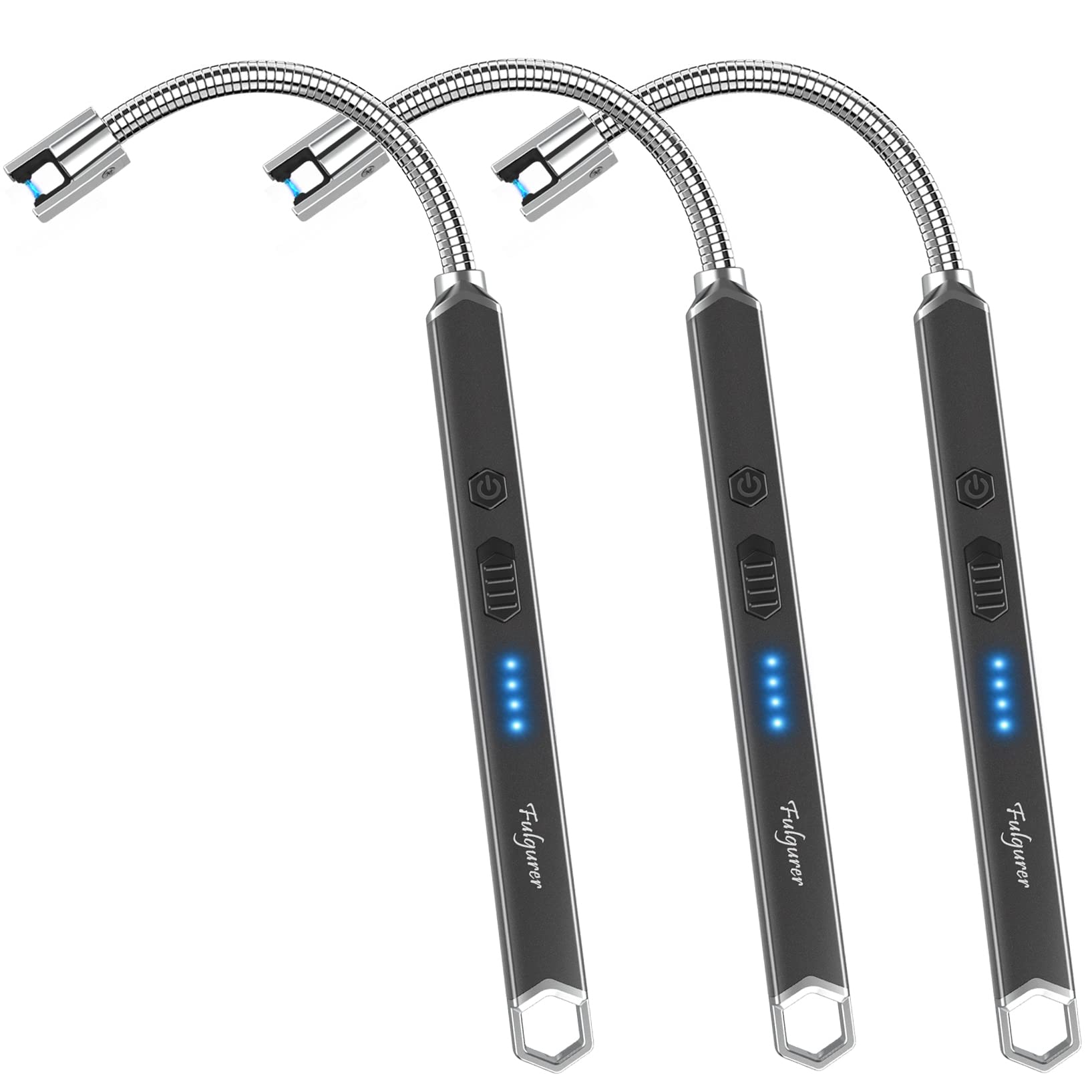 FULGURER Electric Candle Lighter - 3 Pack Black USB Rechargeable Flameless Lighter for Candles, Fireplace, BBQ & Home Decor - Perfect for Birthday, Wedding & Holiday Gifts