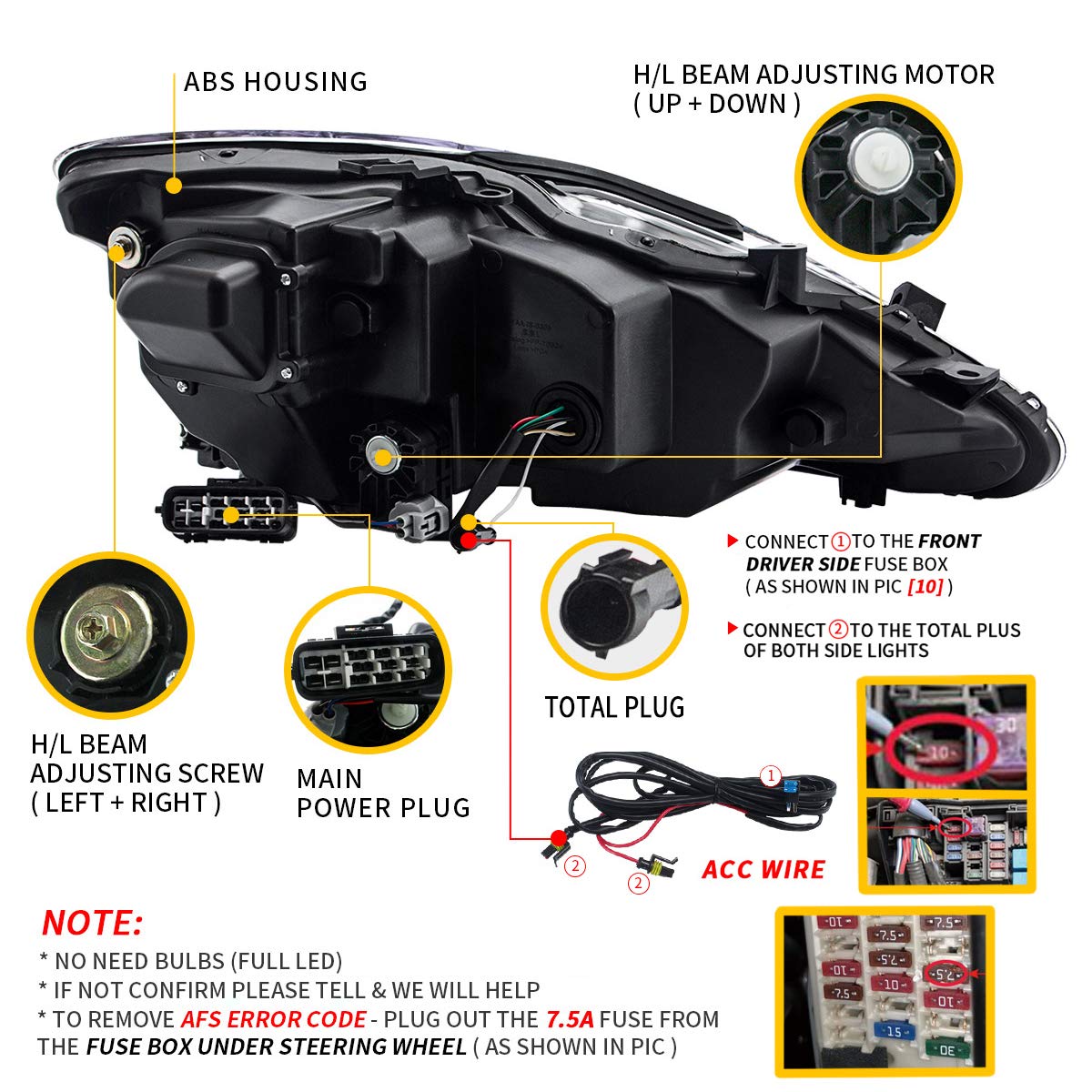 VLAND LED Headlights for Lexus IS 2006-2012 - Sequential Turn Signal for Night Driving