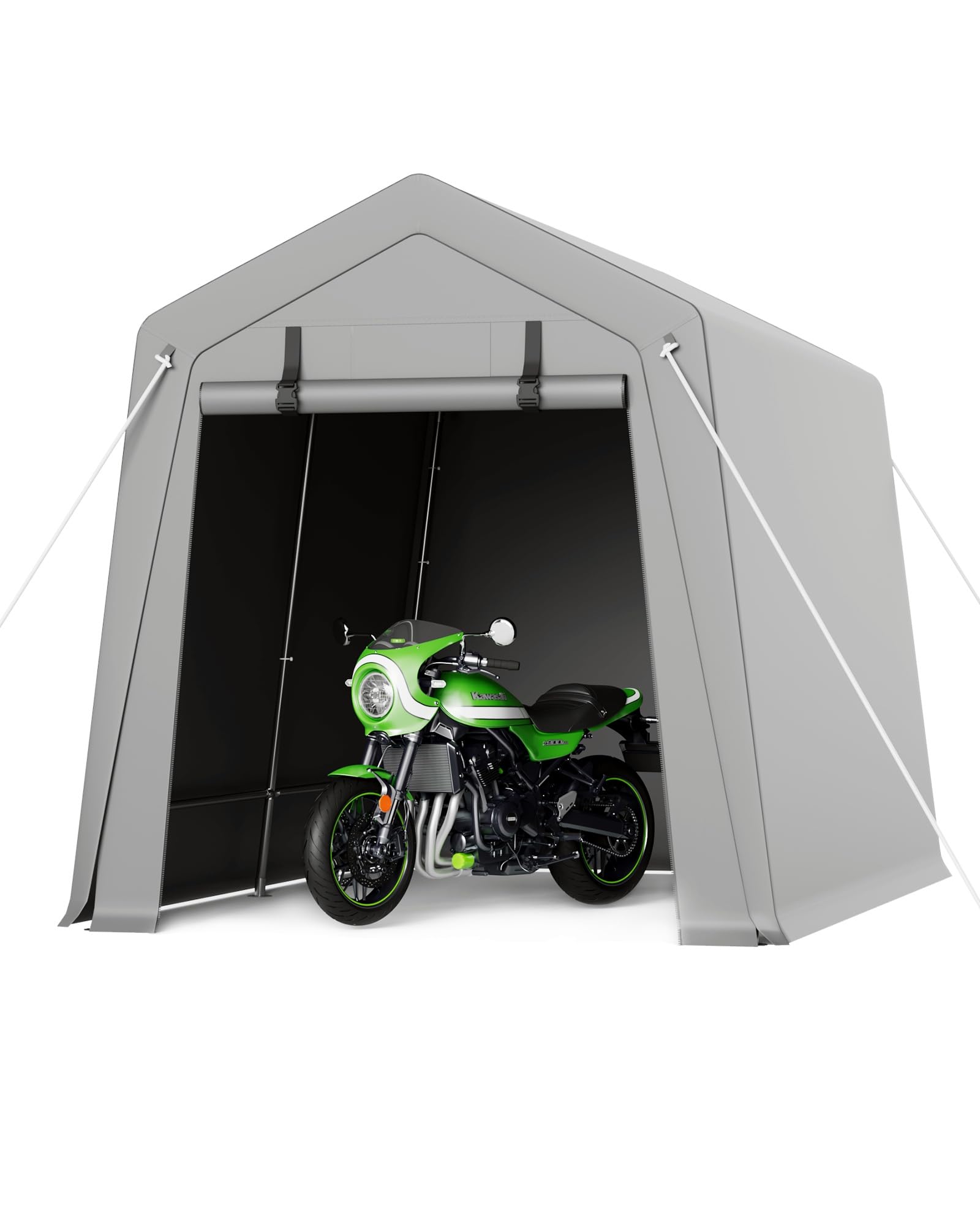 Heavy Duty 7x10ft Carport Storage Shed with 2 Roll-Up Zipper Doors - Waterproof Shelter Logic Tent for Motorcycle, Bike, Garden Tools & Firewood Storage - Perfect for Garage, Backyard, RV and Outdoor Equipment Protection