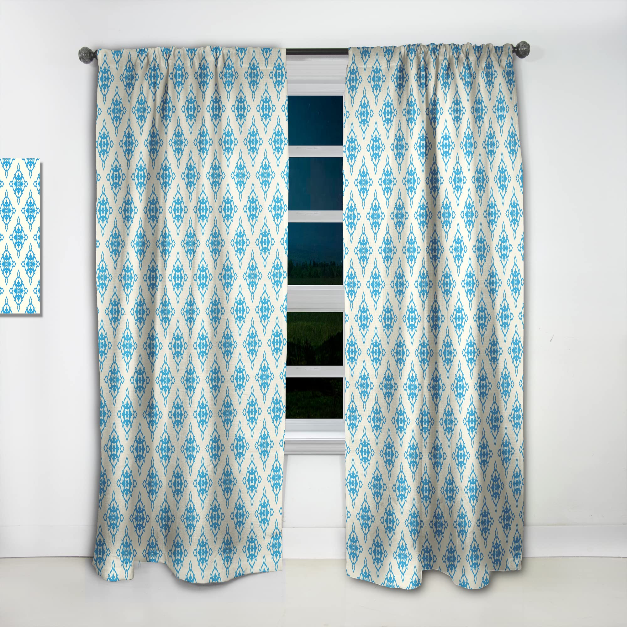 DesignQ Retro Ornamental Pattern Thermal Insulated Curtains - Single Panel 52x120 Inches - Blackout Drapes for Bedroom & Living Room - Perfect for Home Decor, Privacy & Energy Efficiency