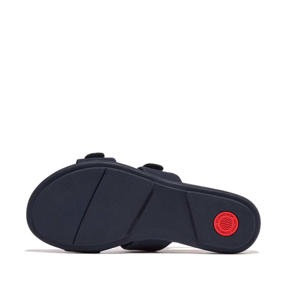 FitFlop Gracie Canvas Slide Sandals for Women - Comfortable Slip-On Summer Shoes in Midnight Blue | Perfect for Beach, Pool, and Casual Outings