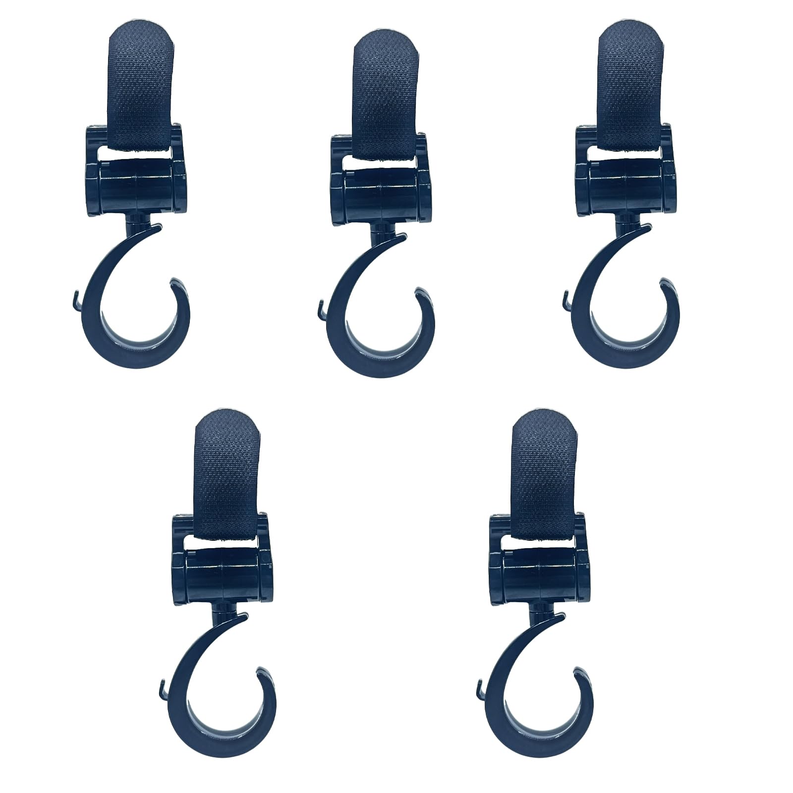 5 Pack 360° Rotating Stroller Hooks - Heavy Duty Walker Hooks for Hanging Diaper Bags, Purses & Shopping Bags on Wheelchairs, Rollators & Bikes - Perfect for Parents, Seniors & Disabled Individuals (Baby Stroller Accessories, Mobility Aid Organizer)