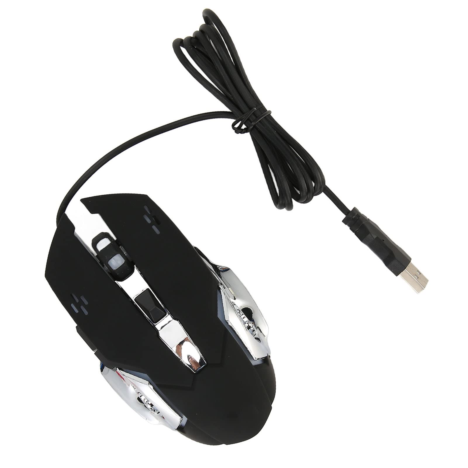 KIMISS RGB Wired Gaming Mouse - 6 Buttons, 4 Adjustable DPI (1200/1600/2400/3600), Ergonomic USB Optical Computer Mouse with White Audible Click - Perfect for PC Gaming, Office Work & Home Use (Black Version)