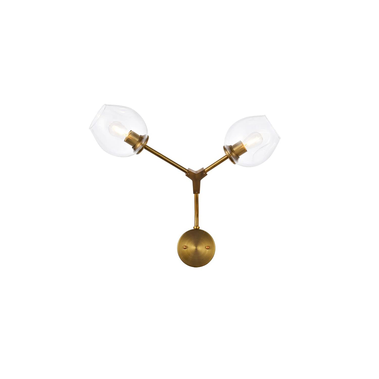 Vintage Brass Wall Sconce with 2 Lights - Classic Home Decor for Living Room, Bedroom, or Hallway Lighting
