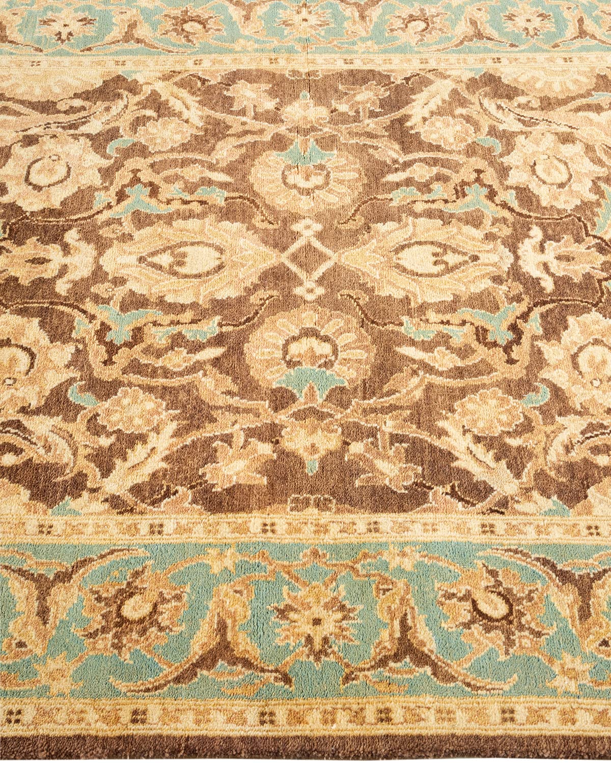 Handmade Traditional Oriental Mogul Brown Wool Area Rug 4x6 - One of a Kind Hand Knotted Solo Rugs for Living Room, Bedroom & Home Decor
