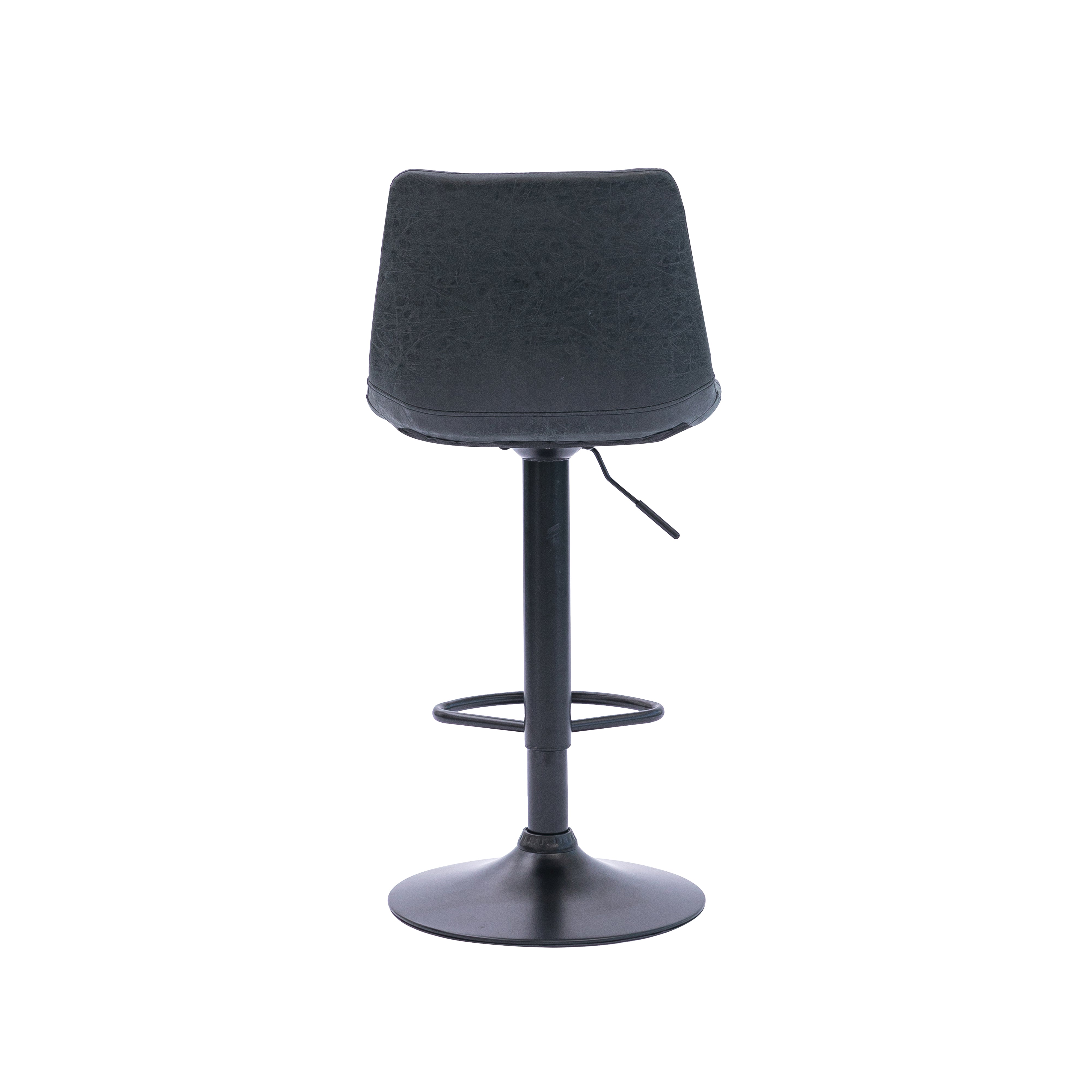 Urban Style Black Metal Grey PU Gas Lift Bar Stools - Set of 2 for Kitchen Island, Breakfast Bar & Home Pub Decor