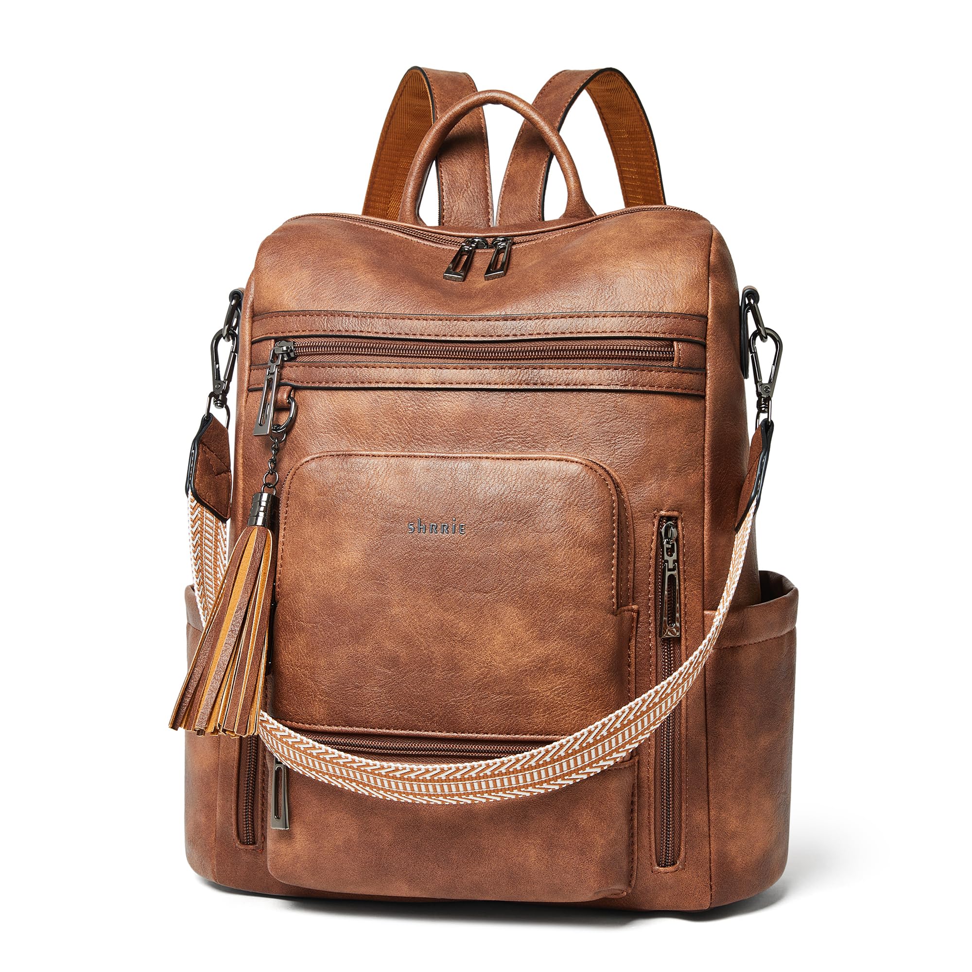 Shrrie Vegan Leather Laptop Backpack for Women - 15.6 Inch Waterproof Work Backpack, Stylish Travel Backpack Purse for College, Business & Commuting - Perfect for Office, School & Airplane Travel