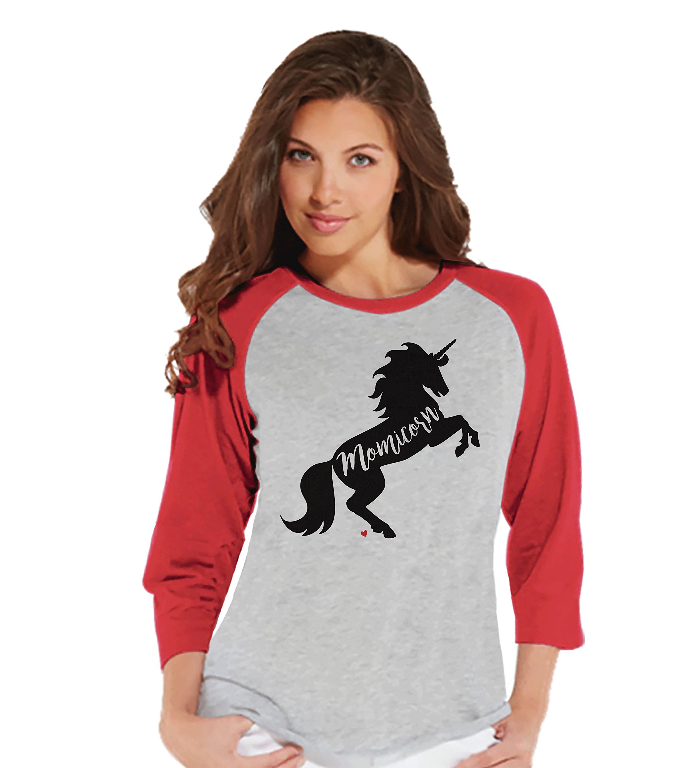 7 ate 9 Apparel Women's Unicorn Graphic Raglan T-Shirt - Comfortable Casual Tee for Moms, Perfect for Everyday Wear & Mother's Day Gifts