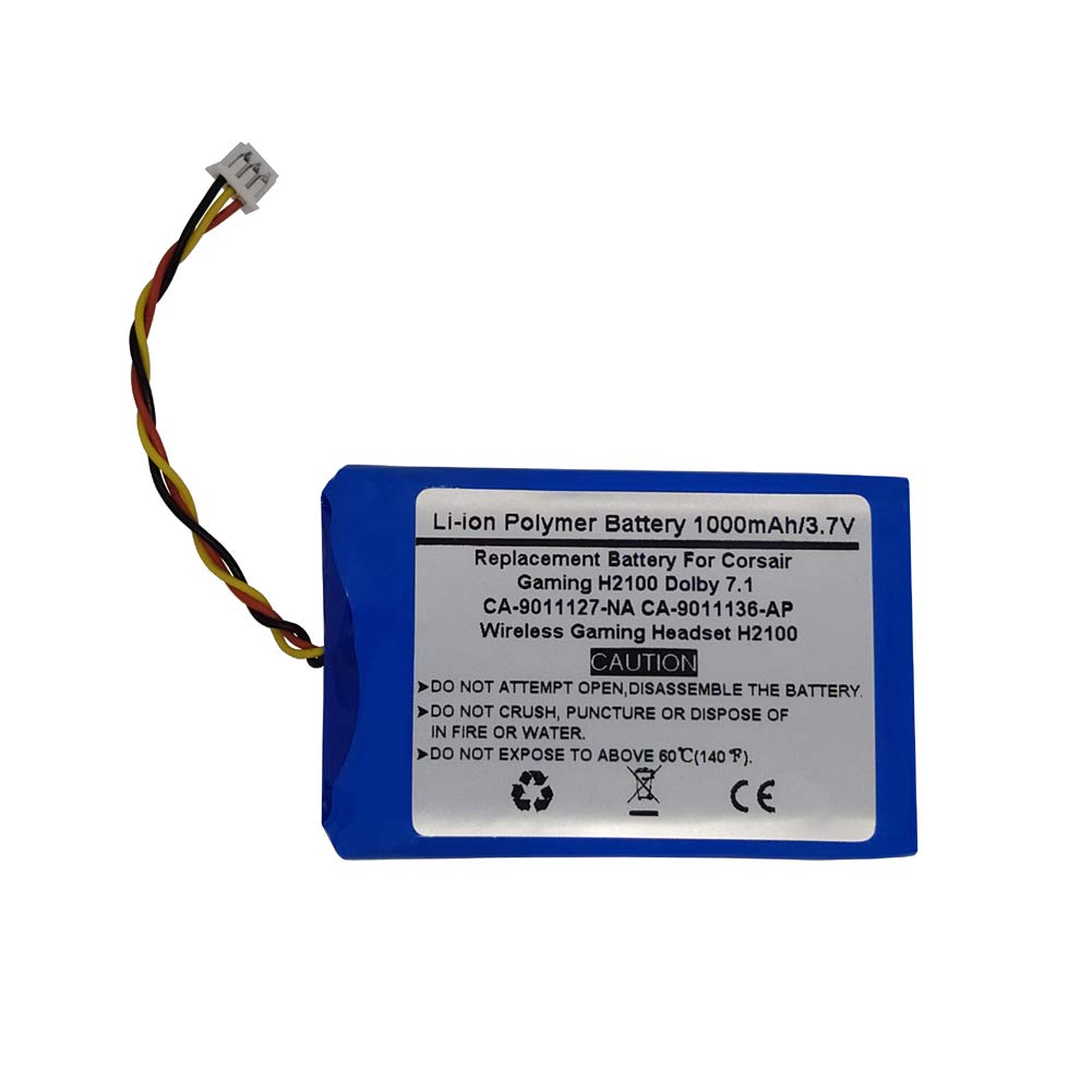 Original 1000mAh/3.7V Replacement Battery for Corsair H2100 Wireless Gaming Headset - Compatible with CA-9011127-NA & CA-9011136-AP Models (PN: MH45908) - Perfect for Extended Gaming Sessions & Wireless Audio Use