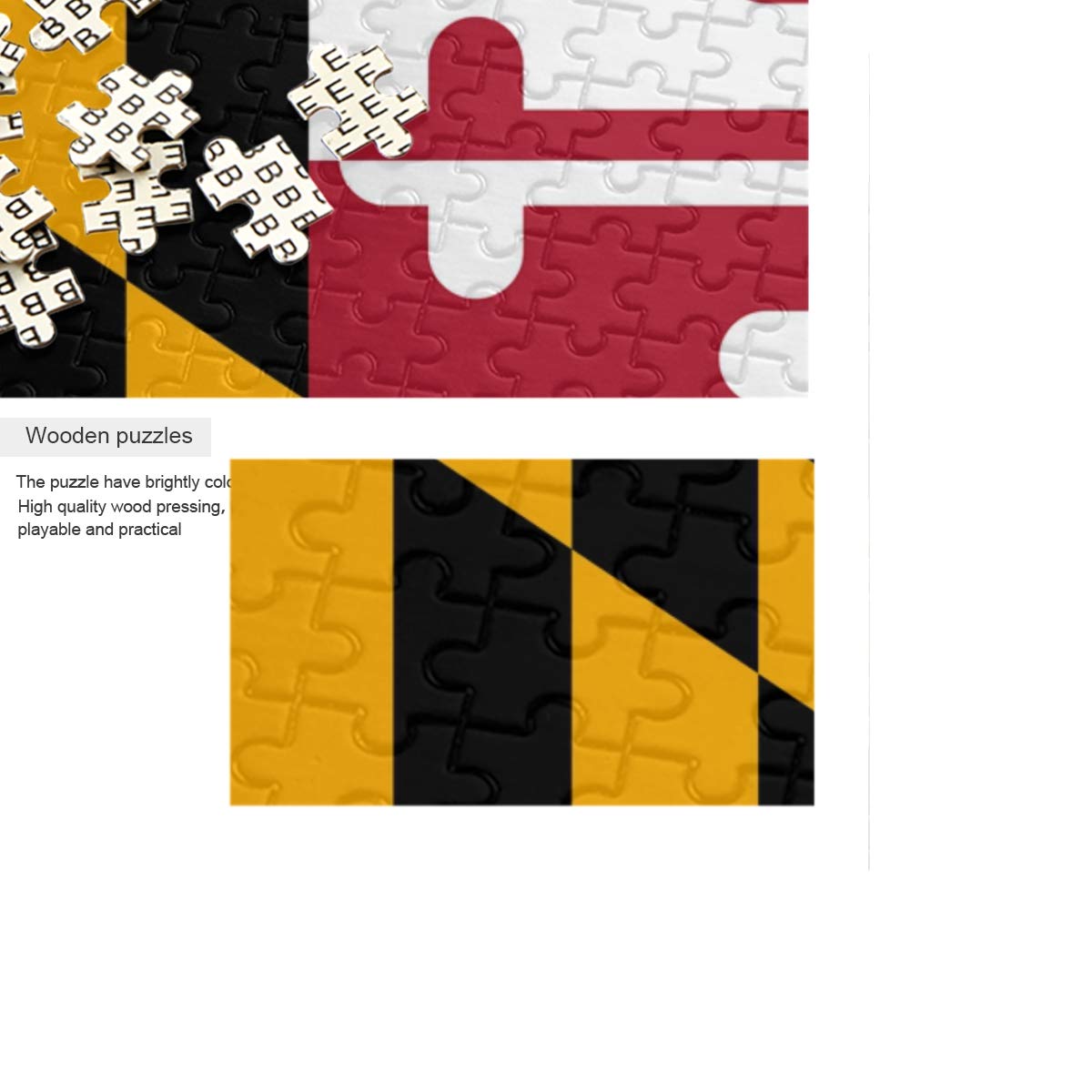 Maryland Flag USA State Jigsaw Puzzle - 500 Pieces for Adults & Kids, DIY Gift for Home Decor, Classroom Learning & Family Game Night