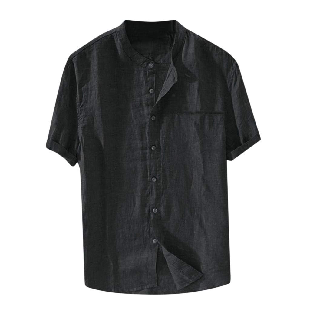 Retro Vintage Men's Short Sleeve Cotton T-Shirt - Breathable Casual Blouse Style Loose Fit Solid Color Top | Perfect for Summer Outings, Beach Vacations & Streetwear Fashion
