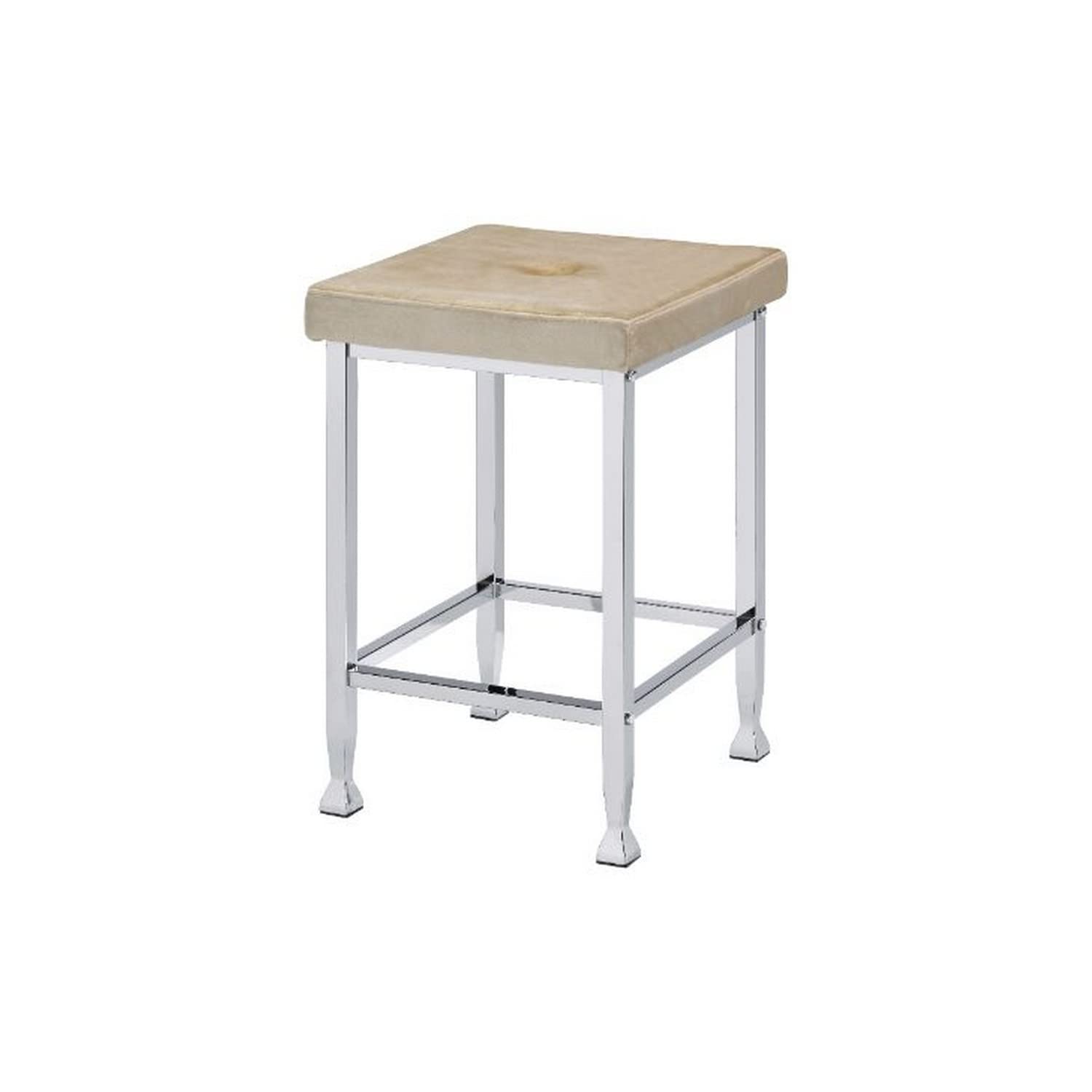 Benjara Counter Height Stool with Padded Seat and Metal Base - Beige Bar Stool for Kitchen Island, Breakfast Nook & Home Decor