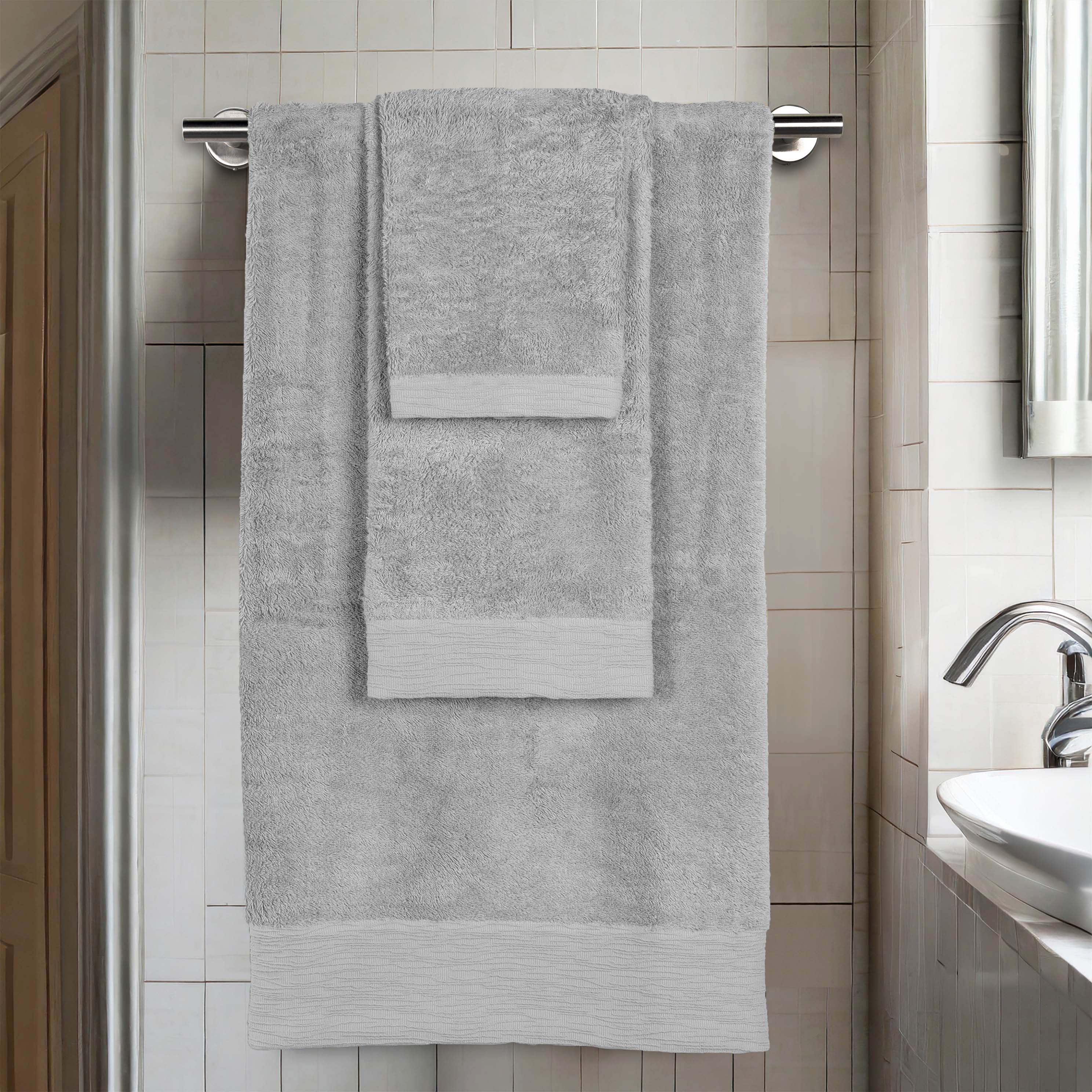 Rayon from Bamboo Eco-Friendly Soft 3-Piece Bath Towel Set - Ultra Absorbent & Sustainable for Spa, Bathroom & Beach Use