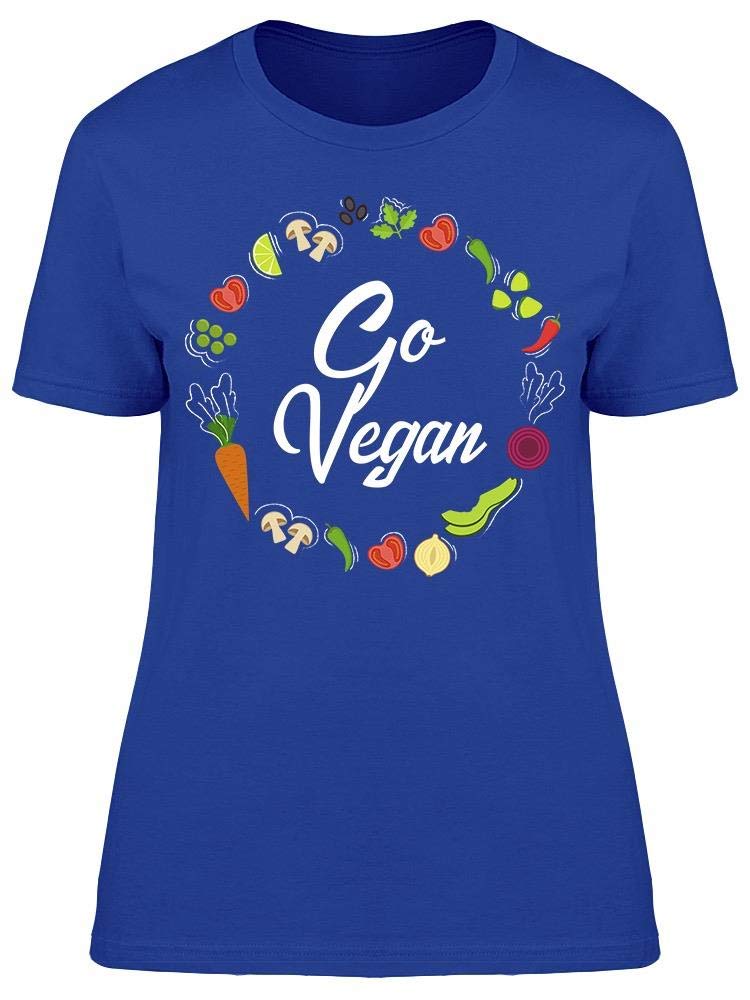 Vegan Women's Fruit & Veggies Graphic Tee - Eco-Friendly Cotton T-Shirt for Casual Wear & Plant-Based Lifestyle