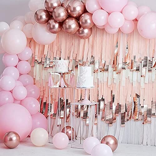 Rose Gold Metallic Balloons Kit - 12 Inch & 5 Inch Chrome Latex Balloons for Wedding, Bridal Shower & Birthday Party Decorations - Perfect for Balloon Arches, Backdrops and Photo Booth Decor