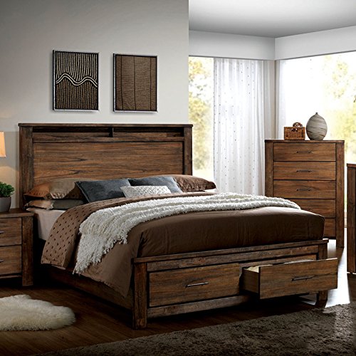 Elkton Traditional Oak Finish Queen Size 6-Piece Bedroom Set - Classic Wood Bedroom Furniture for Master Suite, Guest Room & Home Decor | Includes Bed, Nightstands & Dresser