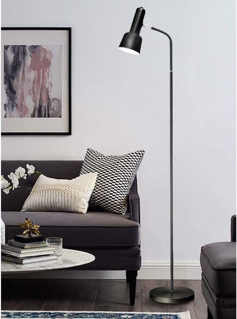 Farmhouse Industrial Floor Lamp - Modern Nordic Style Iron Standing Light with Push Button Switch for Living Room, Bedroom, Study | Reading Lamp, Bedside Lamp, Tree Lamp (Black) - Perfect for Cozy Nights & Home Office Lighting