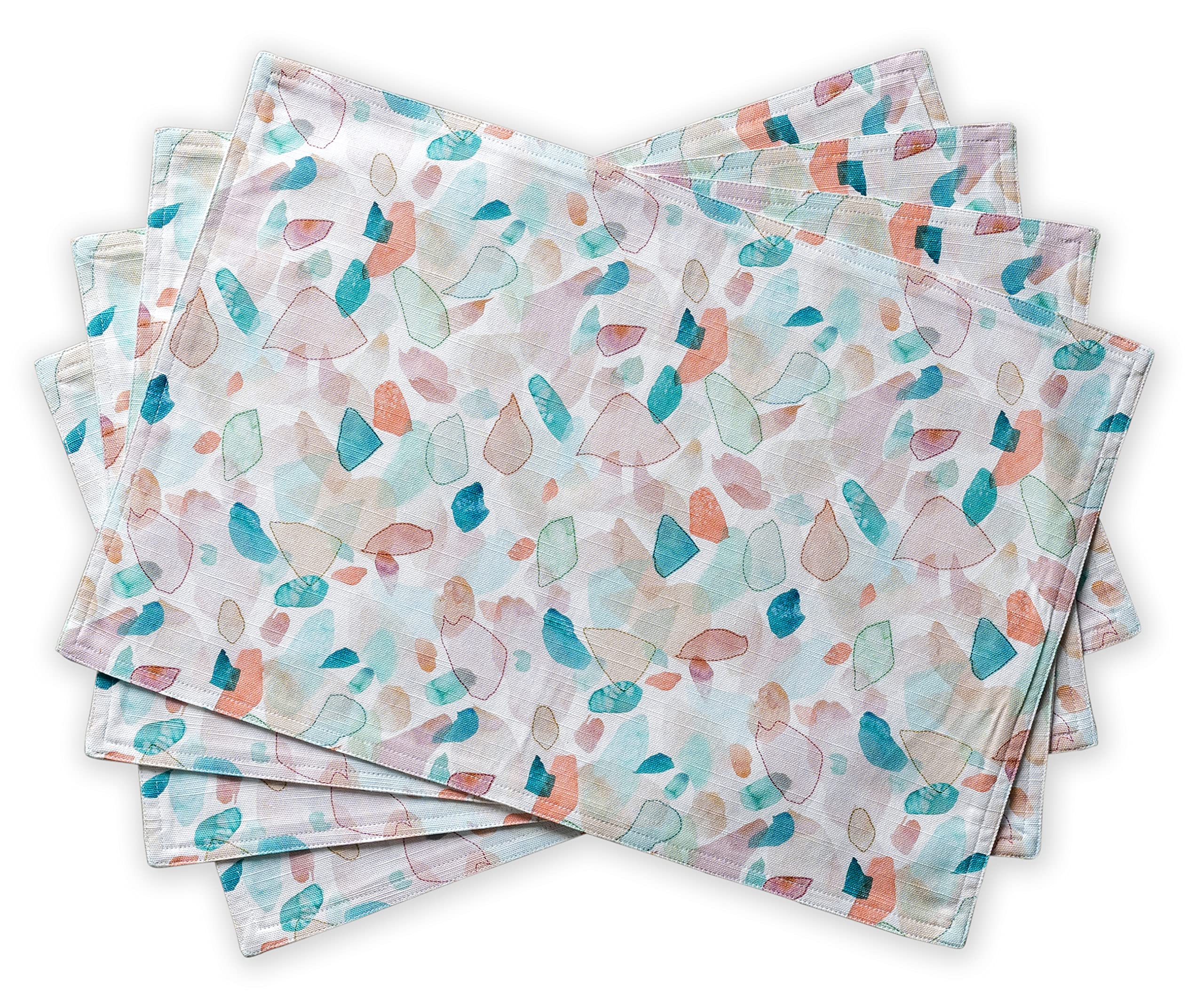Hermine Cotton Placemats Set of 4 - 100% Washable Cloth Placemats for Dining Table, 13