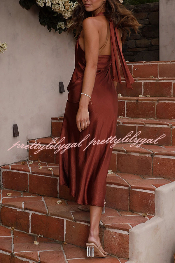 Elegant Swan Backless Lace-Up Maxi Dress with High Slit & Zipper - Perfect for Evening Parties, Weddings & Special Occasions