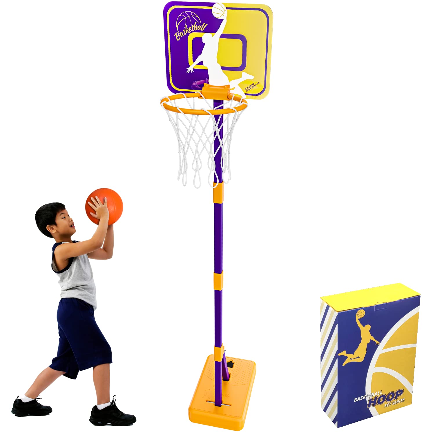 Adjustable Kids Basketball Hoop 3.1-5.3 FT - Indoor/Outdoor Play
